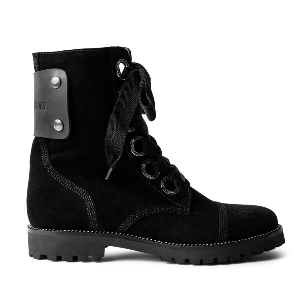 NWT Zadig & Voltaire Suede Combat Boots with Rhinestones